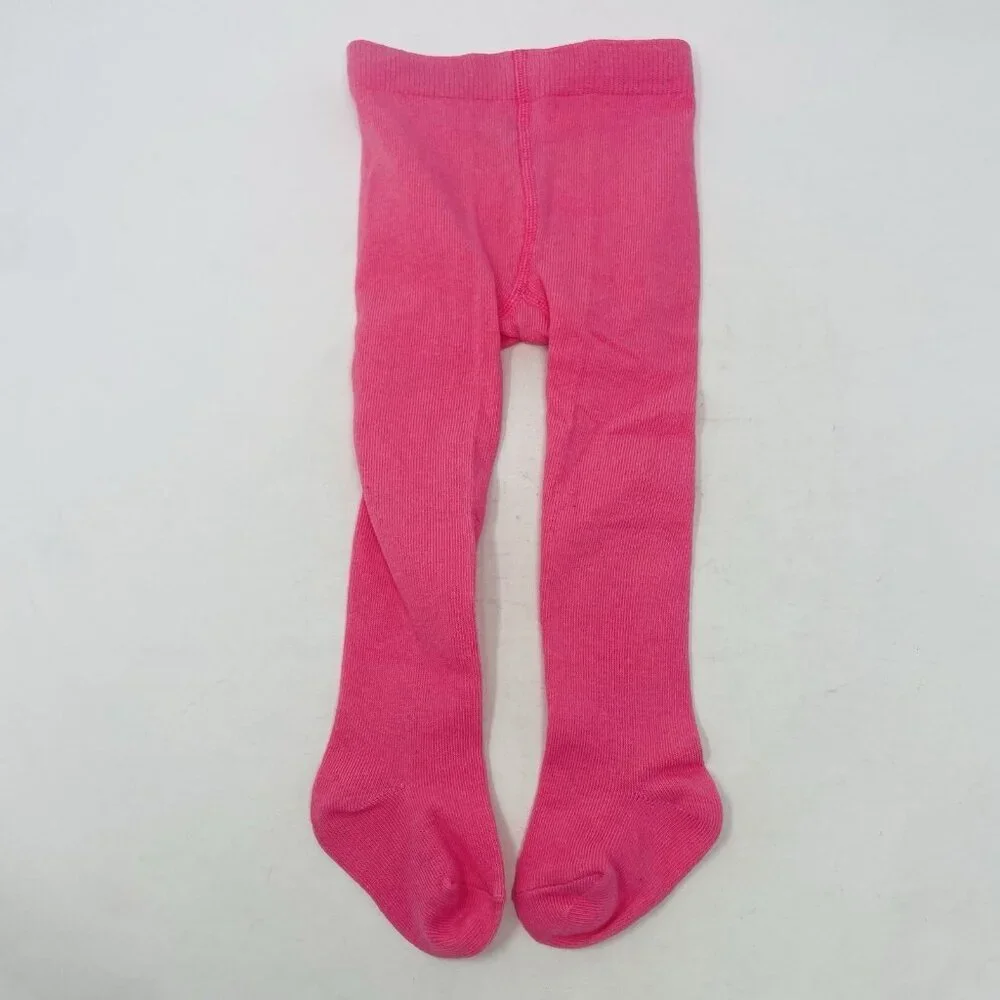 Carters Baby Girls Size 12 Months Cotton Blend Flat Knit Pull On Tights Pink 442